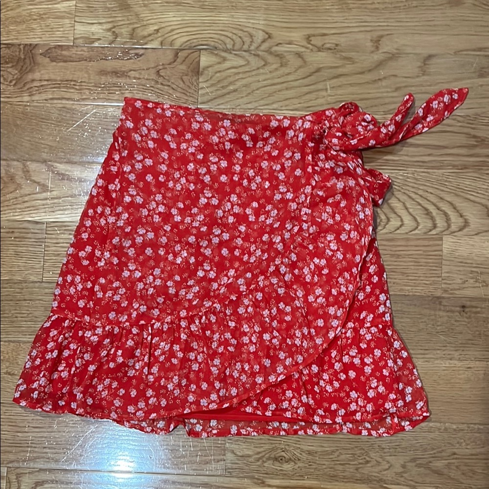 Abercrombie & Fitch Red Mini Wrap Skirt